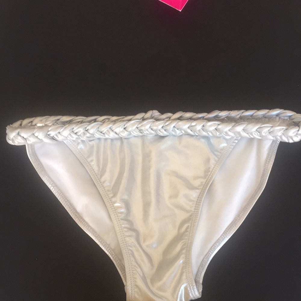 New Silver Wet Seal Swimsuit Bottom Braided Size L - Picture 6 of 8